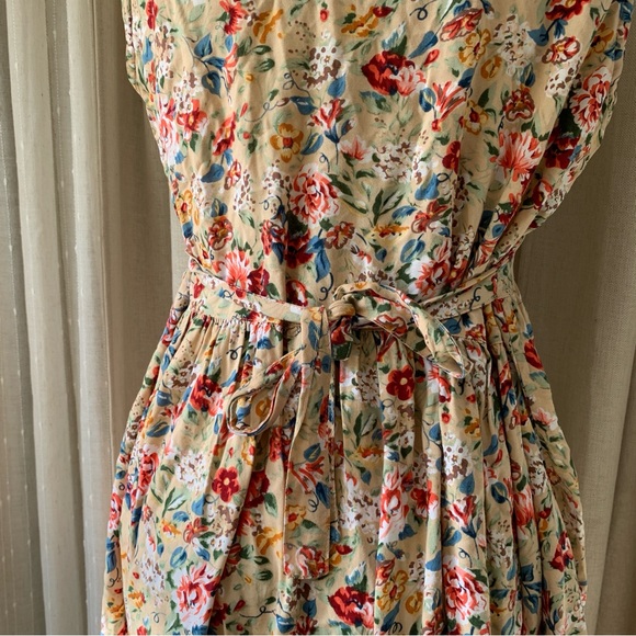 VINTAGE STYLE MINI COTTAGECORE FLORAL TIE UP SUMMER DRESS L - Picture 3 of 7